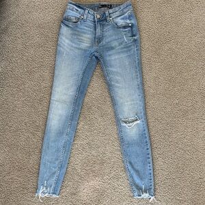 Trendy Light Blue Distressed Women's Skinny Jeans